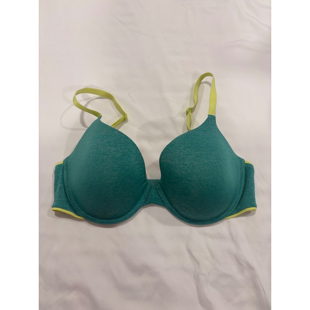Victoria's Secret Uplift Semi Demi Two Toned Bra Heathered Green‎ Lime 36D